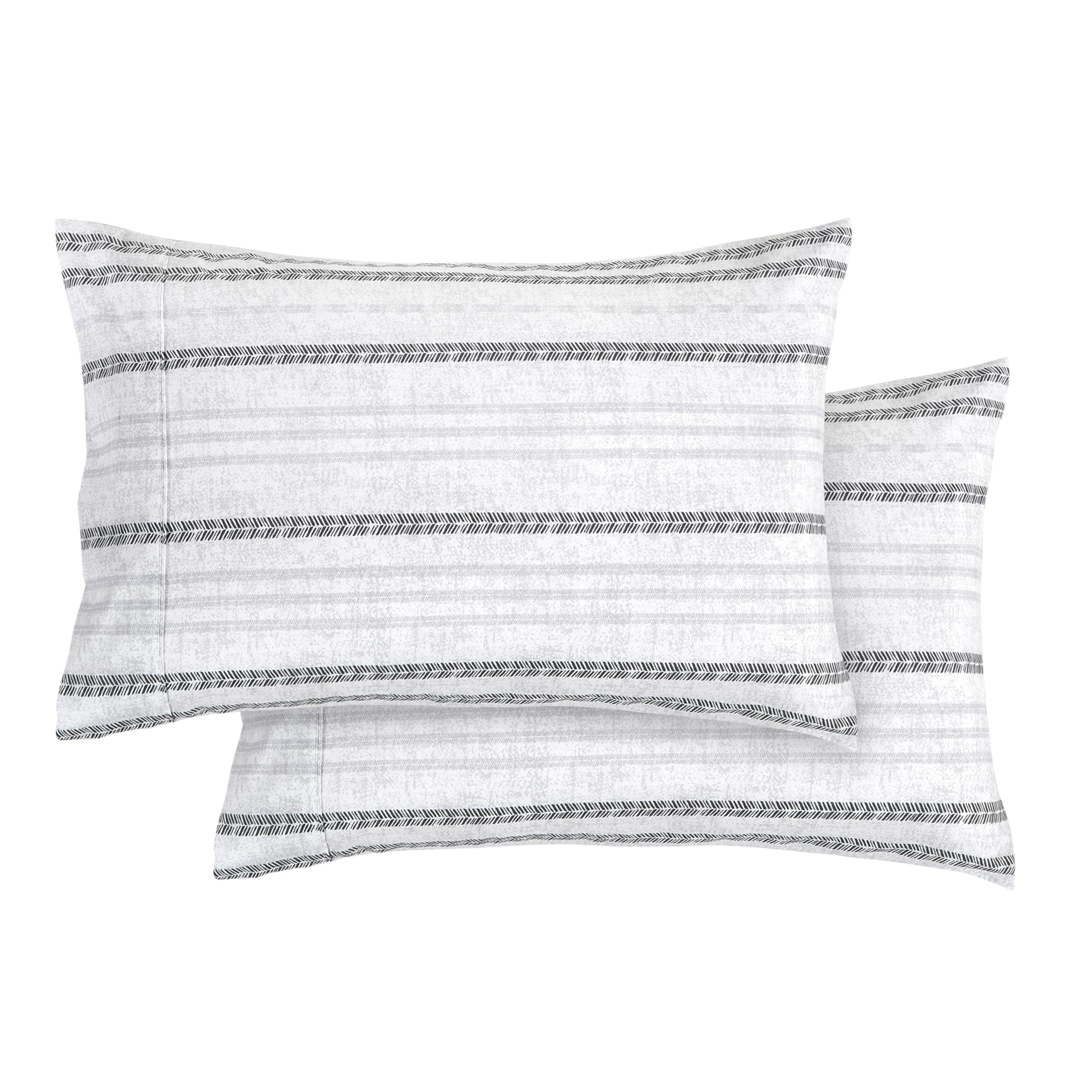 Elegant Comfort Ultra Soft Set Of 2 Striped Print Pillowcases - 1500 Premium Hotel Quality Microfiber, Soft And Smooth Envelope