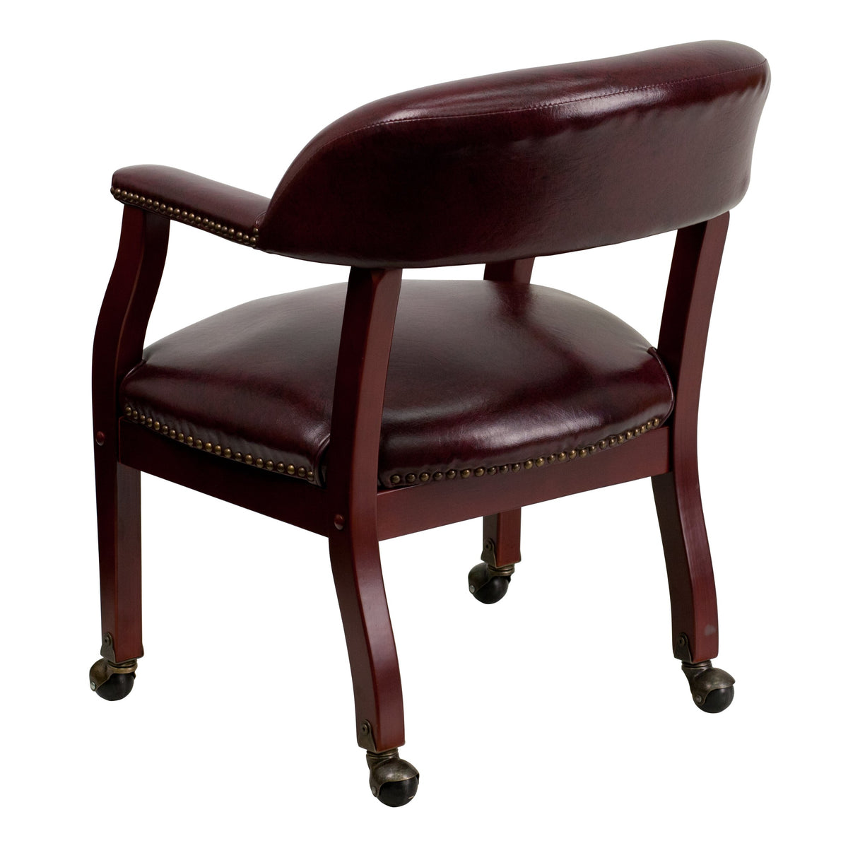 Flash Furniture Sarah Oxblood Vinyl Luxurious Conference Chair with Accent Nail Trim and Casters