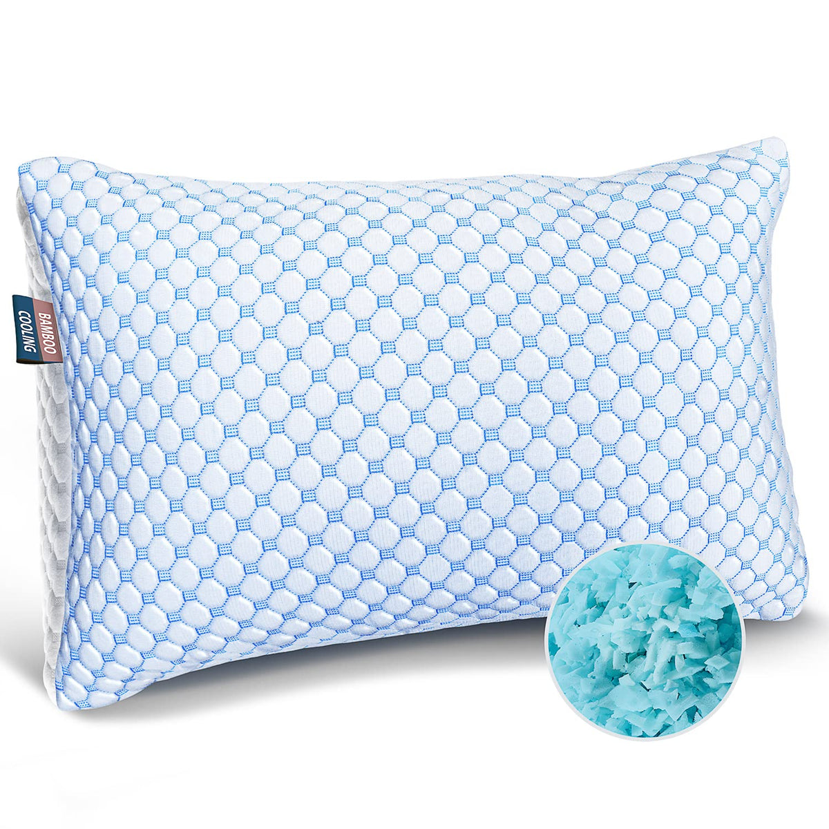 Nestl Cooling Pillow Queen Size - Cooling Shredded Memory Foam Pillows, Gel Infused Cool Pillows, Adjustable Cooling Pillows For