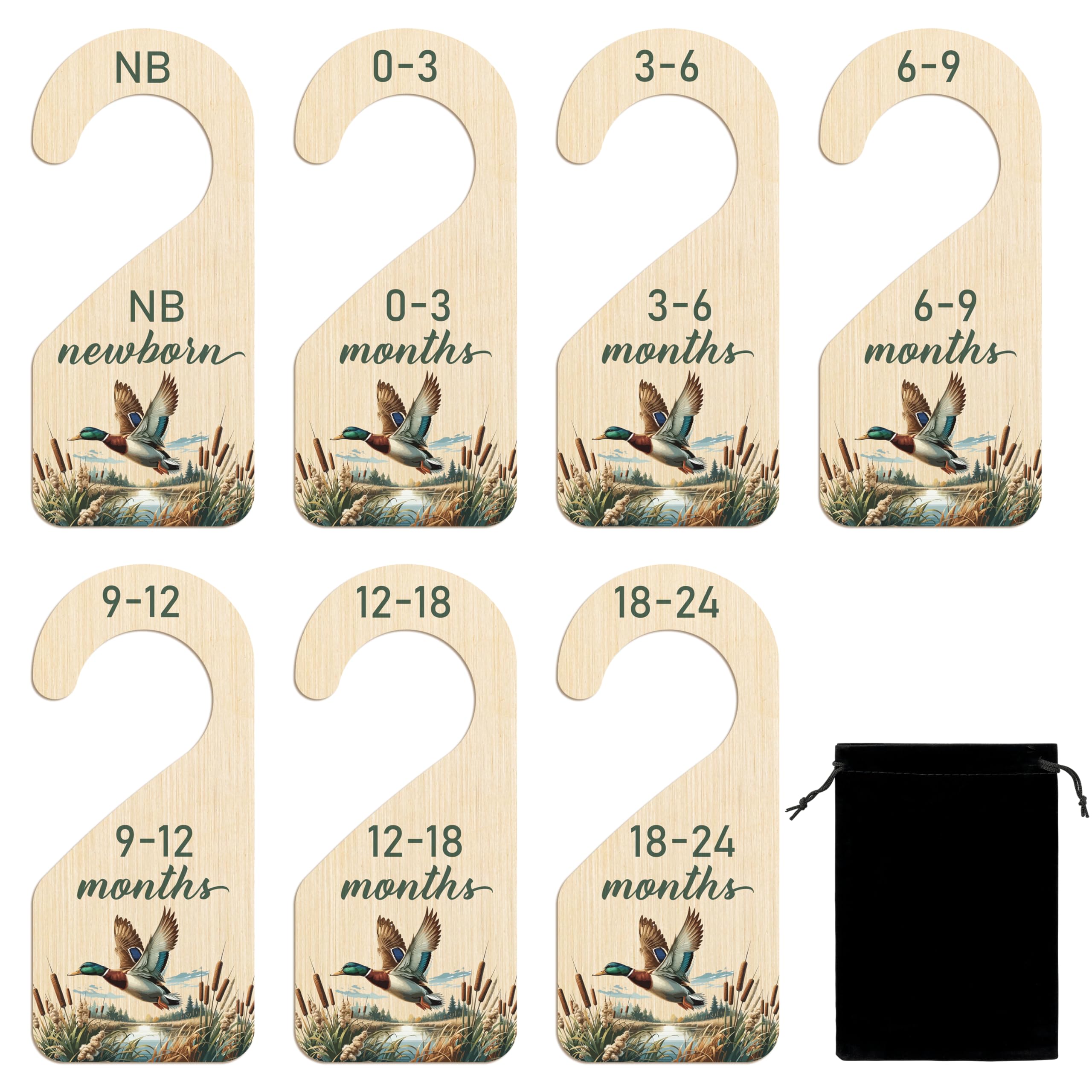R Horse Wooden Baby Closet Dividers - 8Pcs Mallard Duck Baby Closet Organizer Double-Sided Newborn Clothes Size Hanger Dividers
