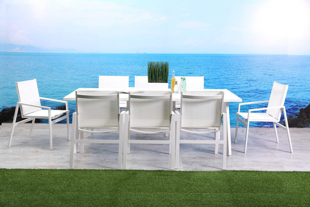 HomeRoots 87" X 39" X 29" White Aluminum Dining Table