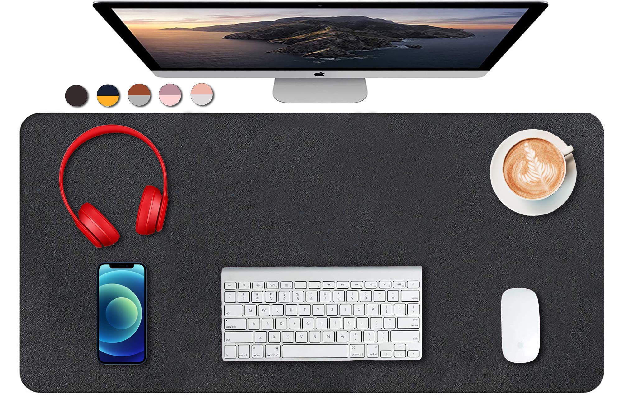 Sujayu Dual Sided Pu Leather Desk Pad, Mouse Pad, Office Desk Mat, Non-Slip Laptop Desk Pad, Waterproof Desk Writing Pad For Off