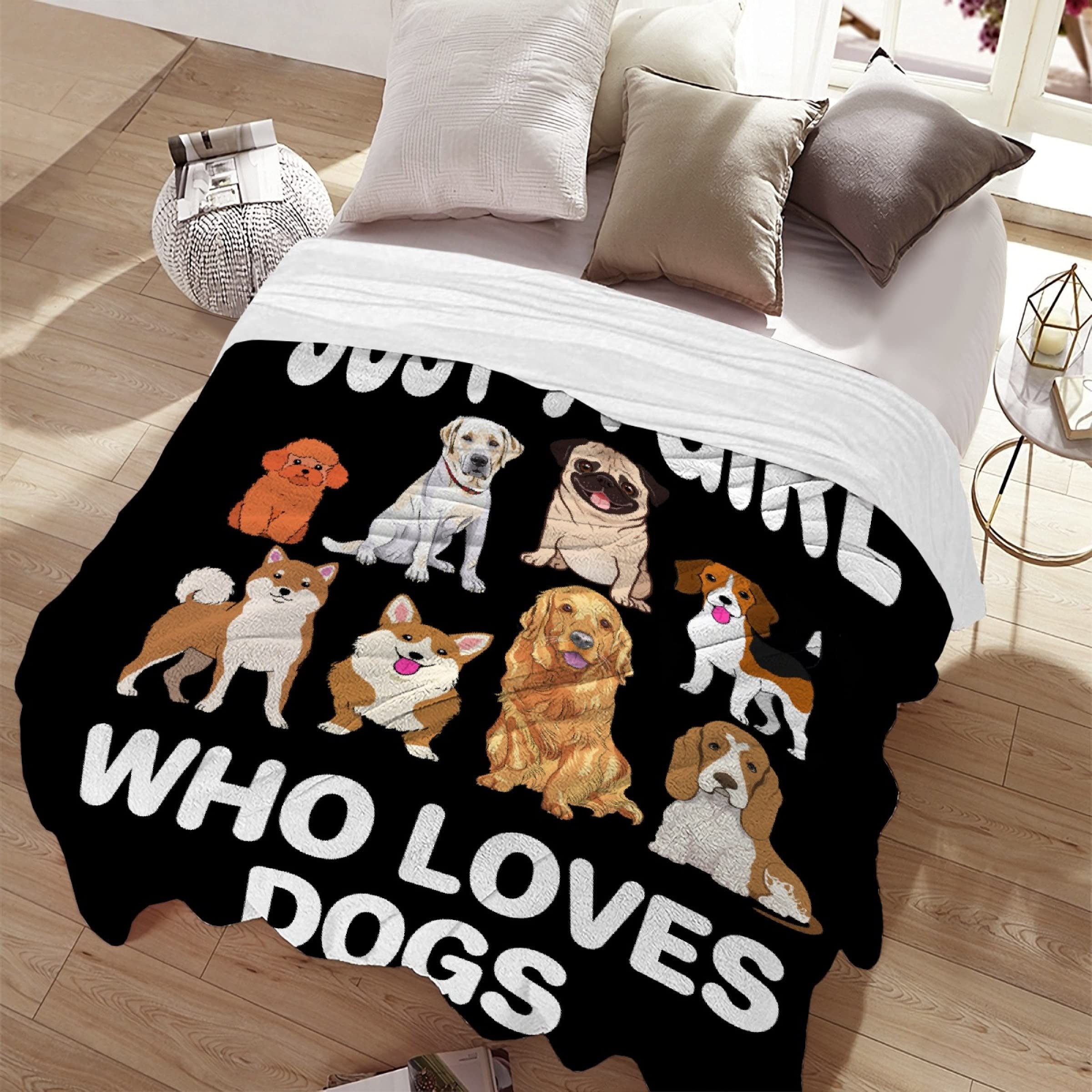 Dog Blanket Puppy Plush Gift For Girls Women Kids Dogs Animals Lover Throws Comfy Lightweight Cute Puppies Pet Sheet Soft Flanne