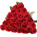 Hotop 20 Pcs Rose Artificial Flowers with Long Stem Realistic Silk Roses Bulk Real Touch Plastic Bouquet of Roses for Home Brida