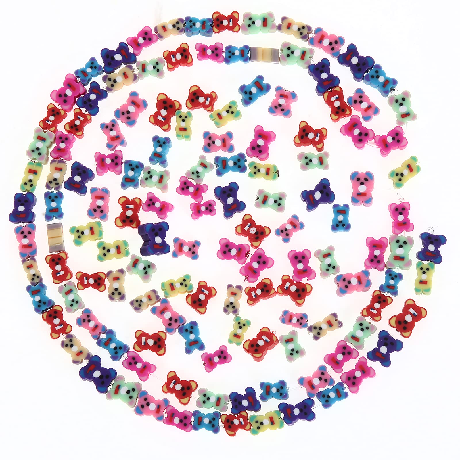 100pcs Bear Polymer clay Spacer Beads for Women girls Jewelry Making DIY Bracelet Necklace Hair clip Accessories (Bear)