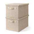 Fabric Storage Bins with Lids, Heavy Duty Collapsible Organizer Bins for Shelves, Stackable Closet Woven Baskets with Handles, 2
