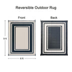Rurality Outdoor Rugs 6X9 Waterproof For Patios Clearance,Plastic Straw Mats For Backyard,Porch,Deck,Balcony,Reversible,Black And Beige