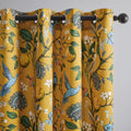 Topfinel Mustard Yellow Vintage Curtains & Drapes 84 Inches Long, Grommet Luxury Whimsical Floral Lemon Hummingbird Patterned Wa