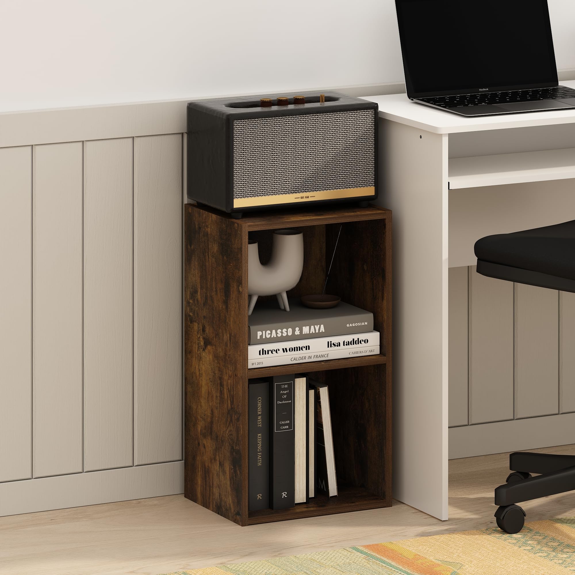 Furinno Pasir 2-Tier Open Shelf Bookcase, Amber Pine