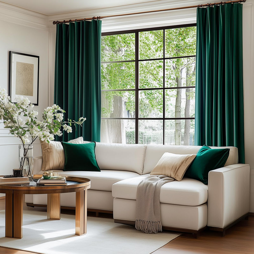 Lazzzy Emerald Green Velvet Curtains 72 Inches Long Thermal Insulated Drapes For Bedroom Living Room Darkening Window Treatments Super Soft Luxury Rod Pocket 2 Panels