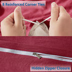 Nestl Burgundy Red Duvet Cover Queen Size - Soft Prewashed Queen Duvet Cover Set, 3 Piece, With Zipper Closure, 1 Duvet Cover 90X90 Inches And 2 Pillow Shams - No Comforter