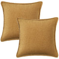 Decoruhome Fall Decorative Outdoor Throw Pillow Covers 16X16 Set Of 2, Square Linen Farmhouse Pillow Covers With Stitched Edge,