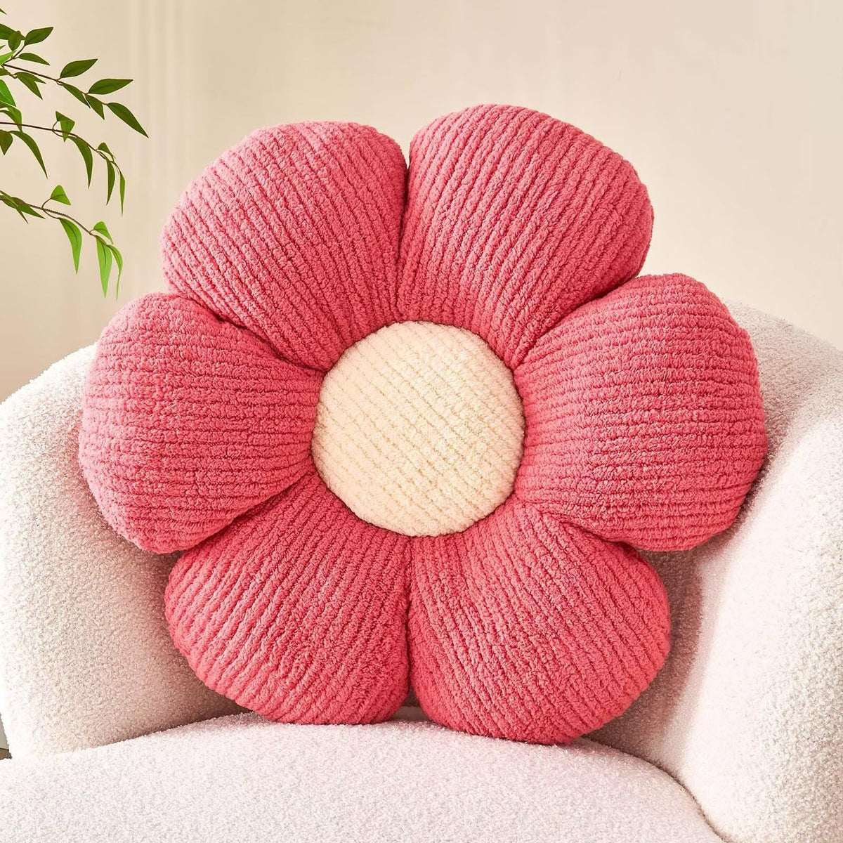 Kcvvcr Flower Throw Pillow, Soft Peach Pink 14.9' Flower Pillow For Home Decor, Cute Flower Shaped Floor Pillow Aesthetic Flowe