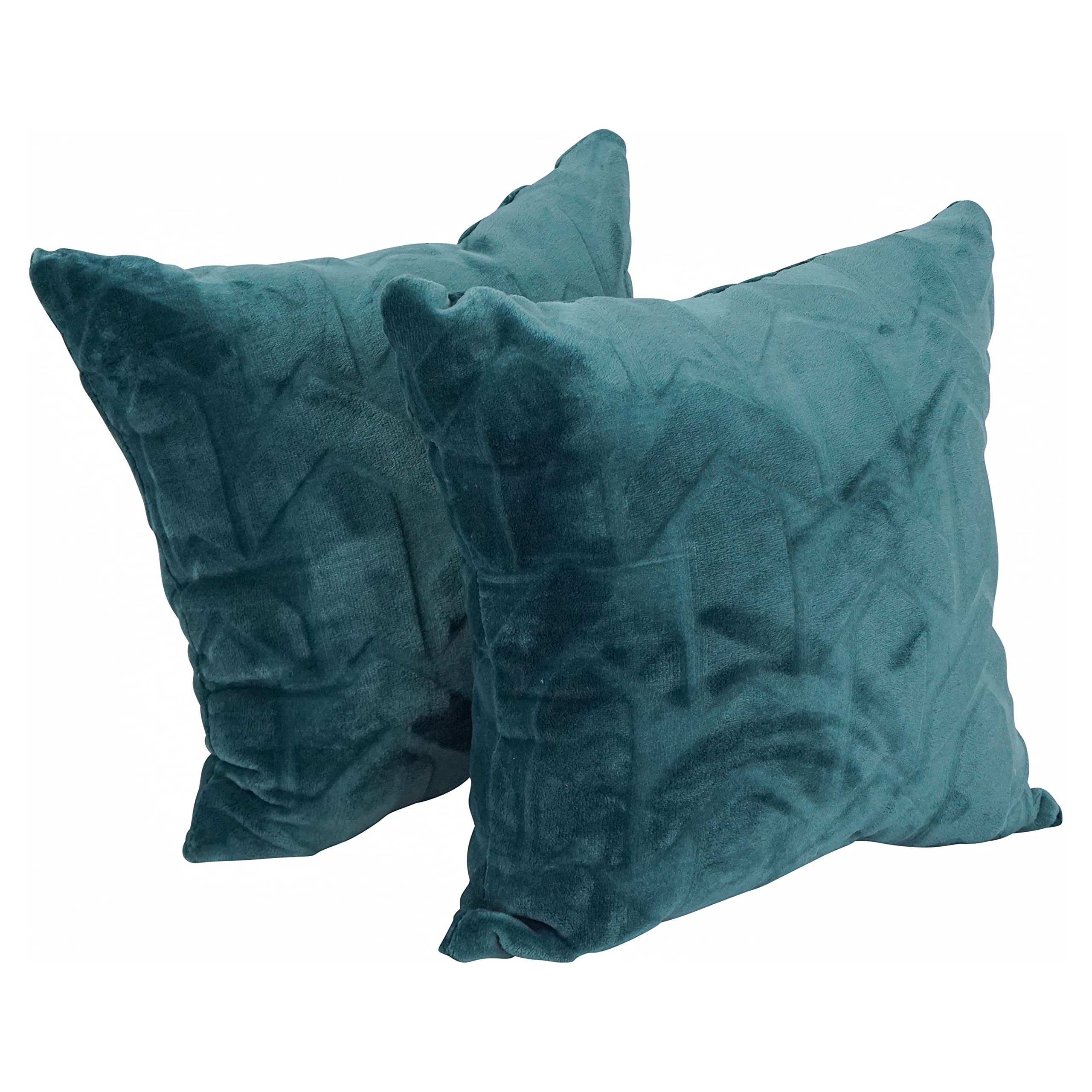 Blazing Needles Square Faux Fur Throw Pillows, 17&quot;, Agora Teal 2 Count