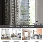 Colorbird Geometric Semi-Blackout Window Curtains 2 Panels Bohemian Cotton Linen Darkening Curtains With Tassels Rod Pocket Wind
