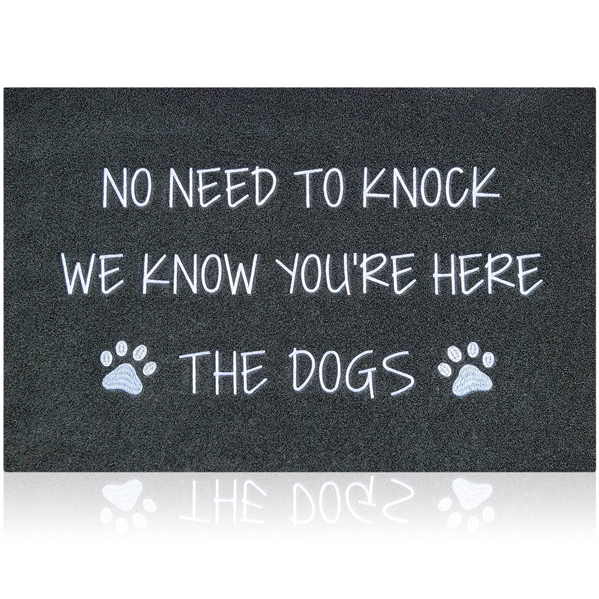 Hlfmvwe Large Welcome Mats Funny Text Dog Door Mat Do Not Knock We Know You'Re Here Doormat With Non Slip Rubber Welcome Mat For