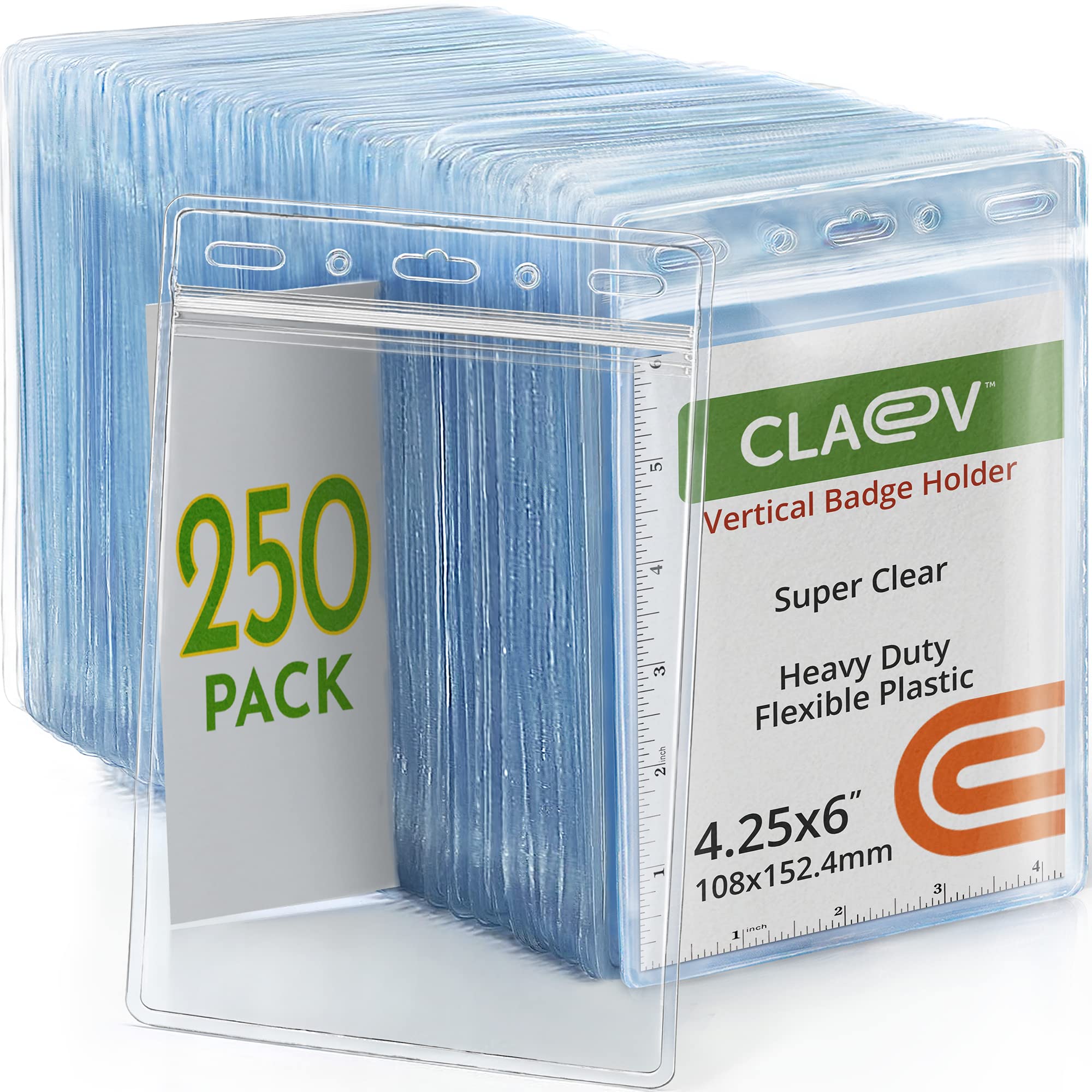 Claev Fast Seal Vertical 4X6 Passport & Card Holders (4X6 Extra Large (Xxl), 250 Pack), Clear Waterproof Id Plastic Name Card Ba
