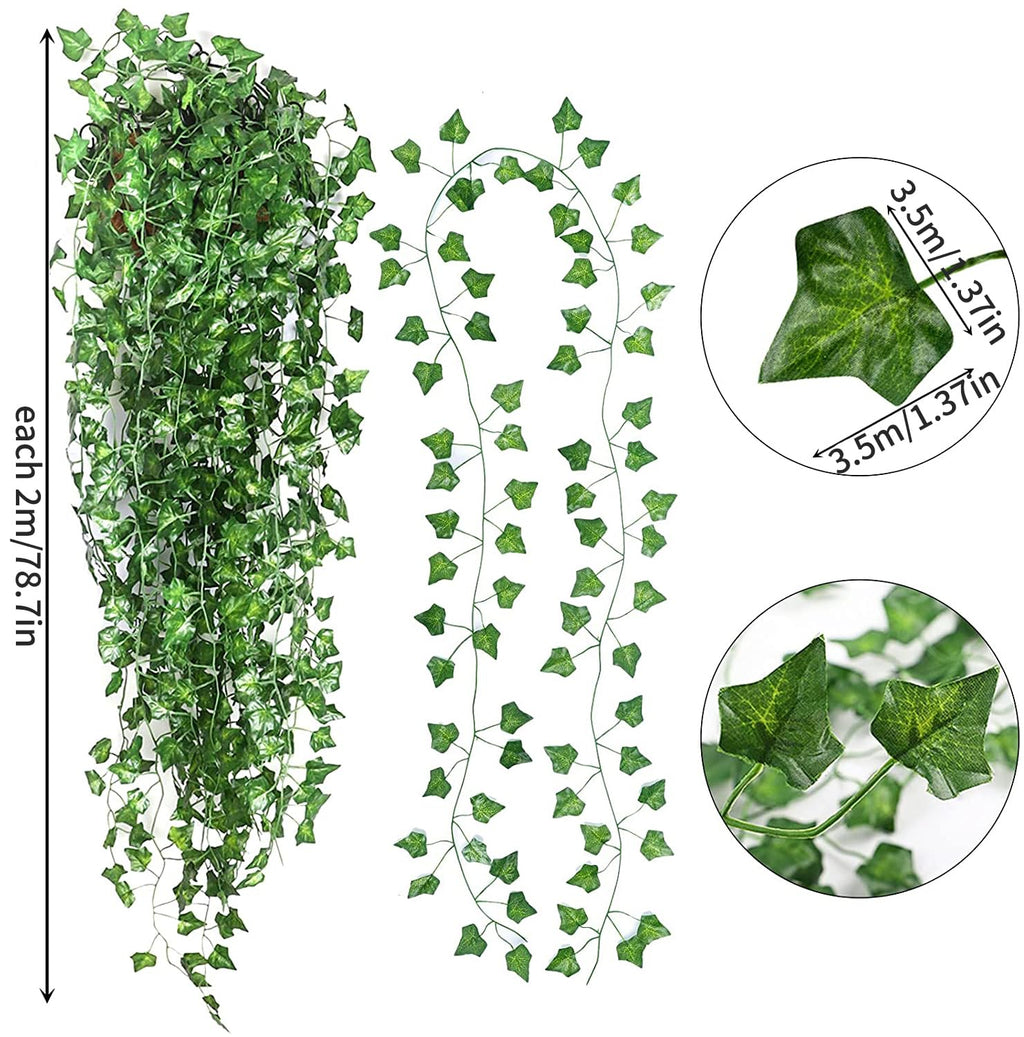 Jpsor 24Pcs Fake Leaves Artificial Ivy Garland Greenery Vines For Bedroom Decor Aesthetic Silk Ivy Vines For Room Wall Home Deco