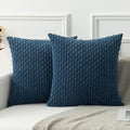 Kevin Textile Pack Of 2 Blue Corduroy Decorative Throw Pillow Covers 16X16 Inch Soft Boho Striped Pillow Covers Modern Farmhouse Home Decor For Autumn Sofa Living Room Couch Bed