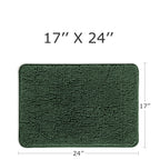Pureswan Hunter Green Bathroom Rugs - Absorbent And Washable Bath Mat, Non-Slip, Thick Soft Chenille Bath Rugs For Bathroom Floo