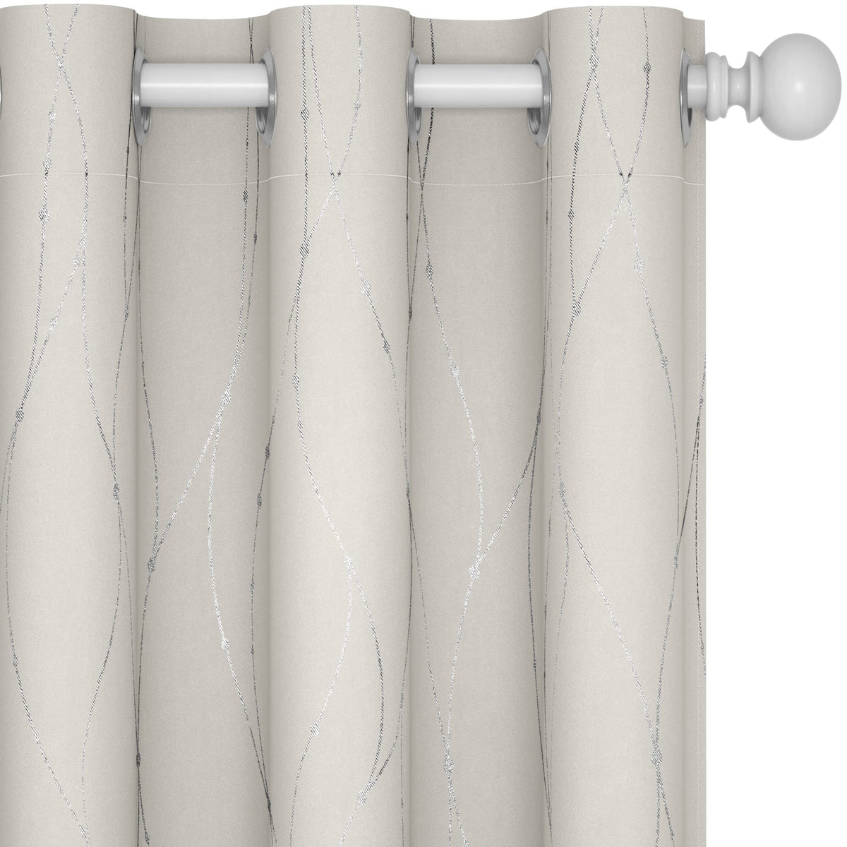 Deconovo Grommet Blackout Curtains For Bedroom, 72 Inch Long - Room Darkening Curtains, Window Curtains, Wave Line And Dots Patt
