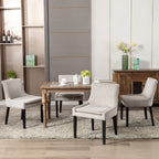 Colamy Modern Dining Chairs Set Of 4, Upholstered Corduroy Accent Side Chairs With Mid Back And Wood Legs For Living Room/Dining Room- Light Green