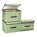 PATIKIL Fabric Collapsible Storage Bin 14.2 x 9.1 x 9.4 Inch, 3 Pcs Foldable Storage Box Cube with Lids and Handle Organizer Con