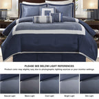 Madison Park Cozy Comforter Set-Deluxe Hotel Collection, All Season Down Alternative Luxury Bedding With Matching Shams, Decorative Pillows, King(104'X92'), Genevieve, Navy 7 Piece