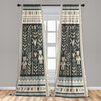 Ambesonne Neutral Window Curtains, Cartoonish Bears Nordic Scandi Themed Leaves Botanical Hearts Minimal Tones, Lightweight Deco