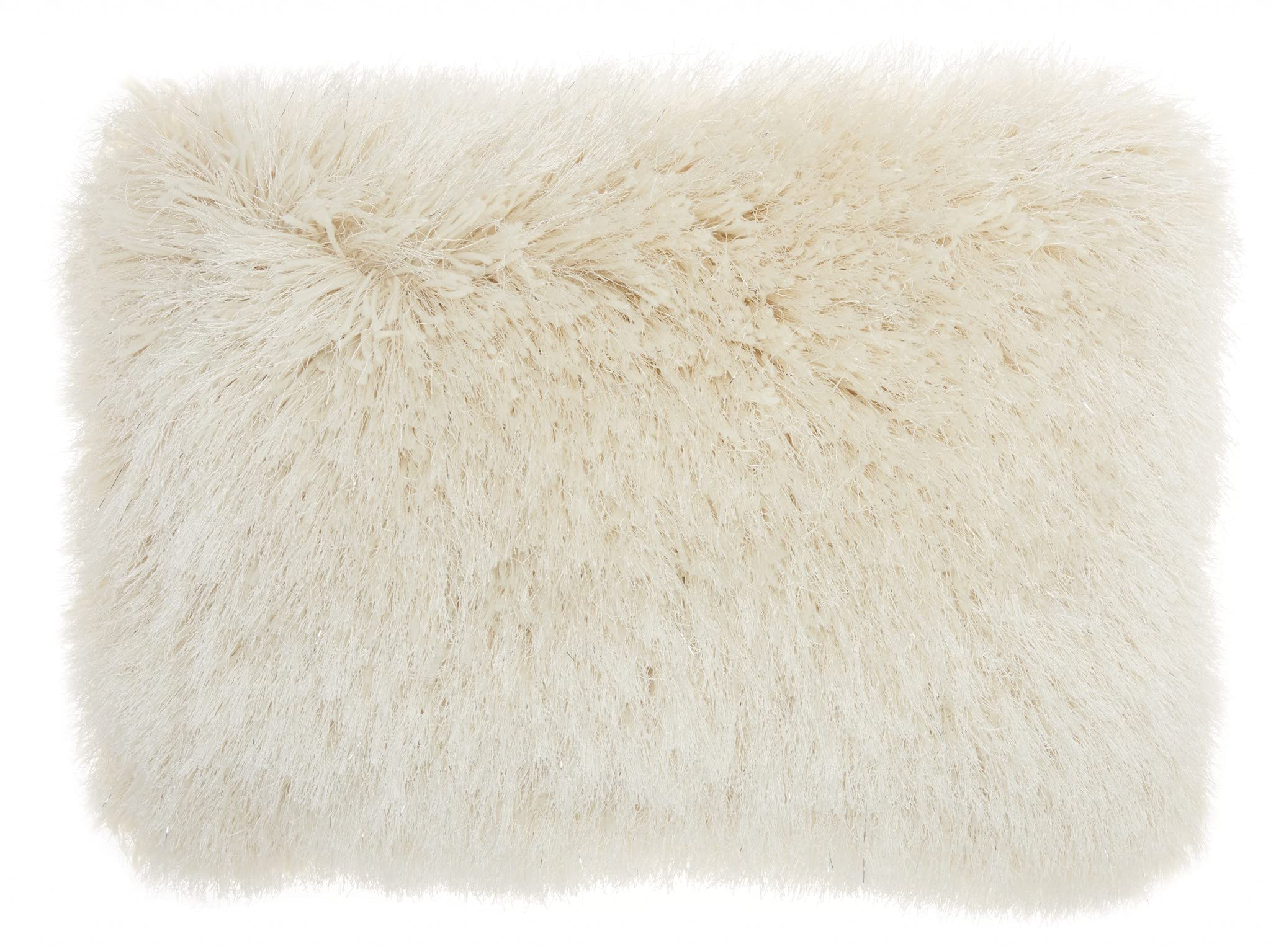 HomeRoots 100% Polyester Cream Super Shaggy Throw Pillow