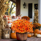 Satefello Artificial Fall Flowers For Outdoors, 10 Bundles Artificial Plants Uv Resistant Fall Fake Plants For Outside Halloween