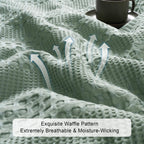 Phf Cooling Waffle Blanket King Size, Lightweight 60% Rayon Derived From Bamboo & 40% Cotton Breathable Blanket For Hot Sleepers, Soft And Luxury For Bed Couch And Sofa, 104'X90', Sage Green