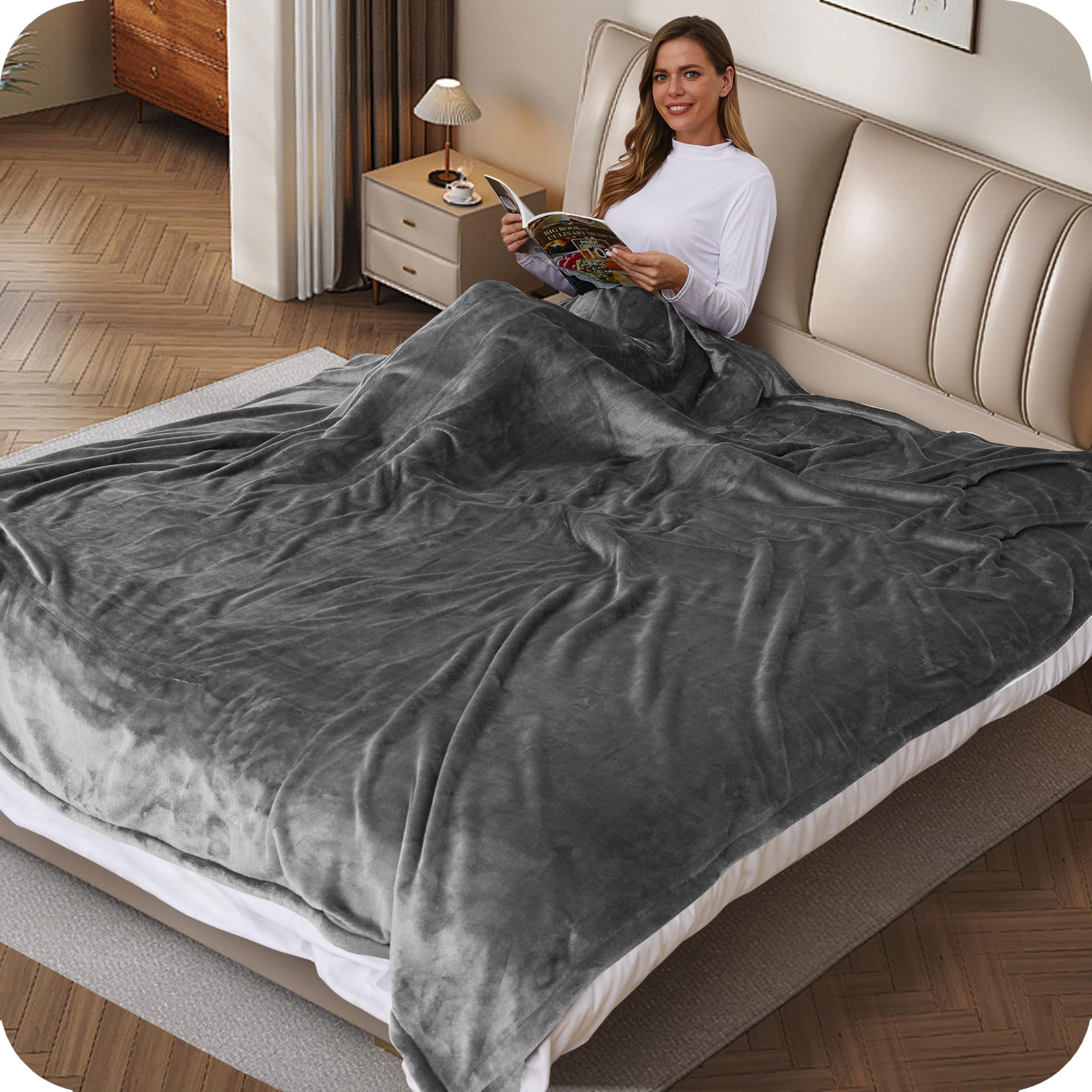 Sunny Heat Electric Blanket 72''X84'' Full Size Cozy Warm Flannel Heated Blanket With 4 Heating Levels & 10 Auto Off, Comfort He