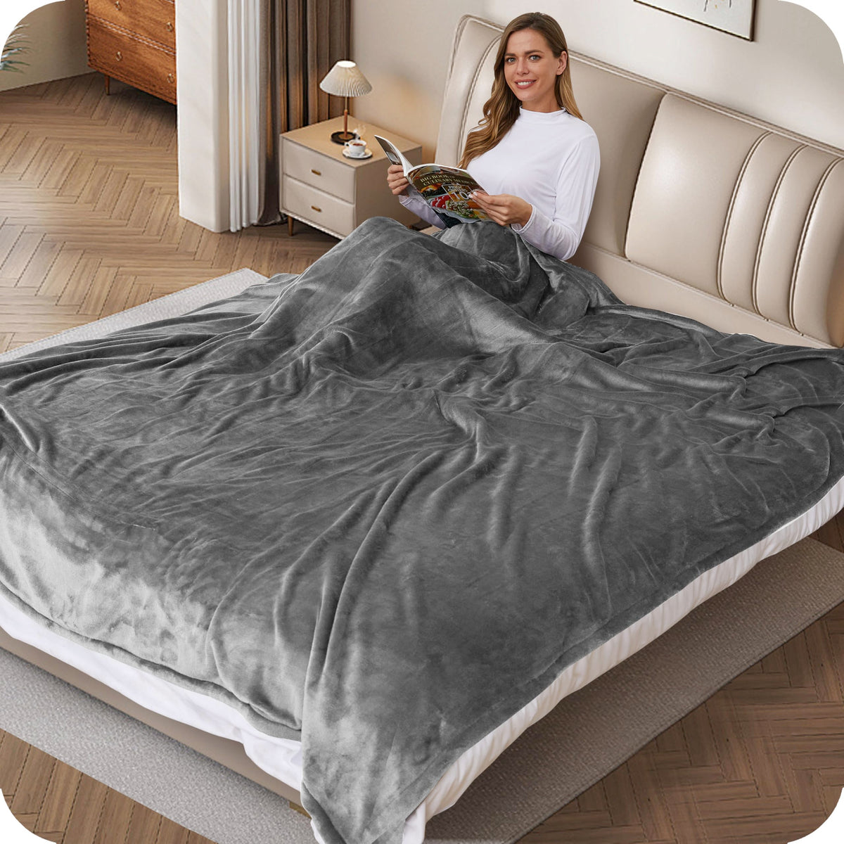 Sunny Heat Electric Blanket 72''X84'' Full Size Cozy Warm Flannel Heated Blanket With 4 Heating Levels & 10 Auto Off, Comfort He