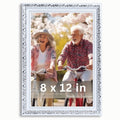 VictoR 8x12 Picture Frame Rubens White Silver - Picture Frames 8x12 - with Shutterproof Acrylic Glass - Antique Frames - White F