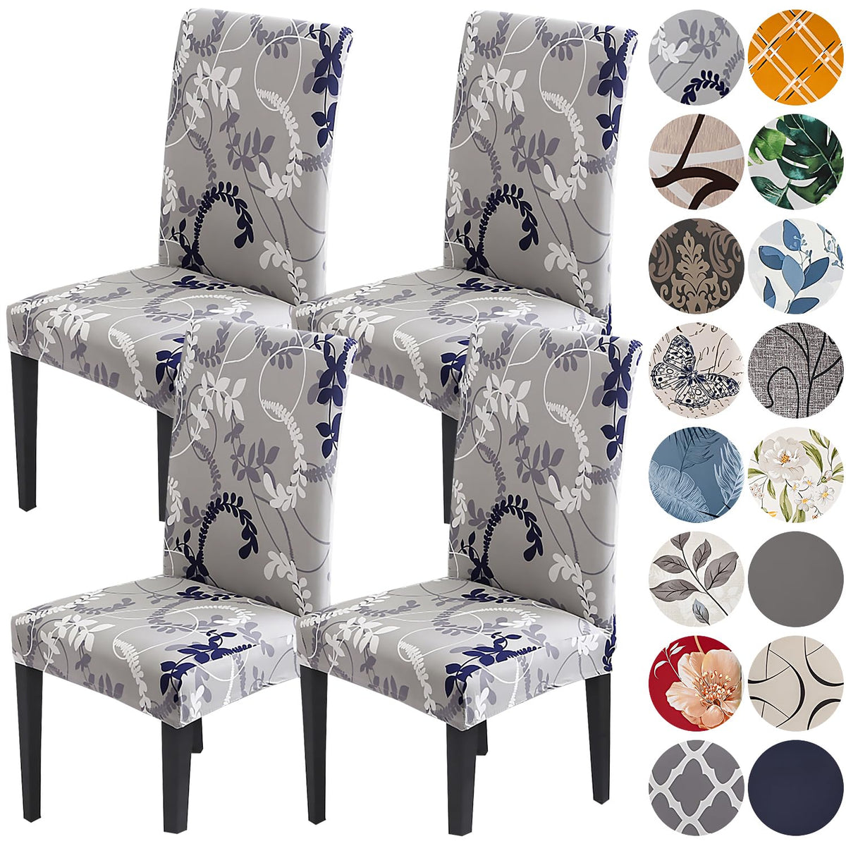 Hzdhclh Chair Covers For Dining Room Set Of 4,Stretch Spandex Grey Parsons Chair Slipcover 4 Pack,Removable Washable Dining Chai