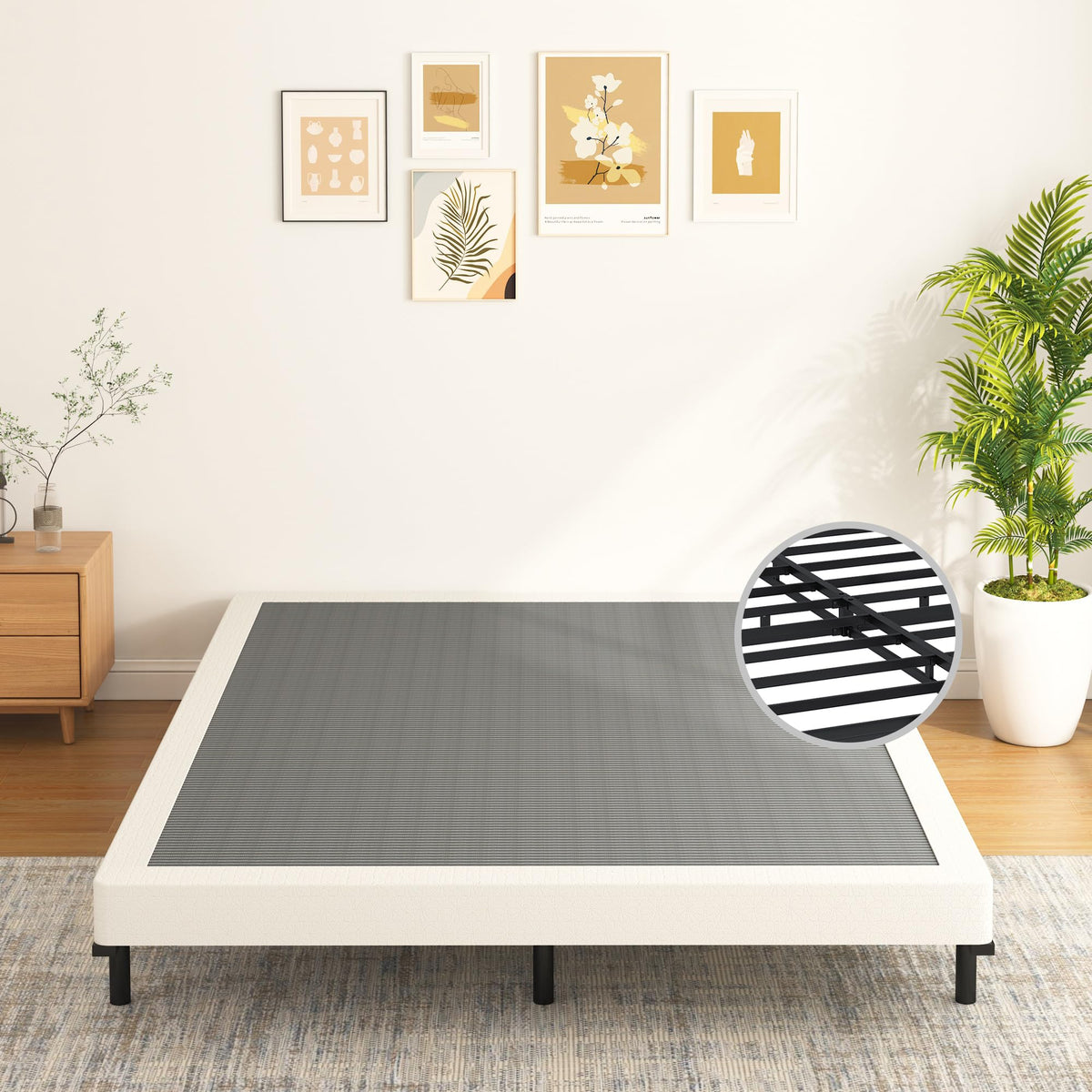 Vaciwe 6 Inch Box Spring King Size Bed Base, Heavy Duty Metal Frame Mattress Foundation With Easy Clean Cover, Noise Free,Easy A