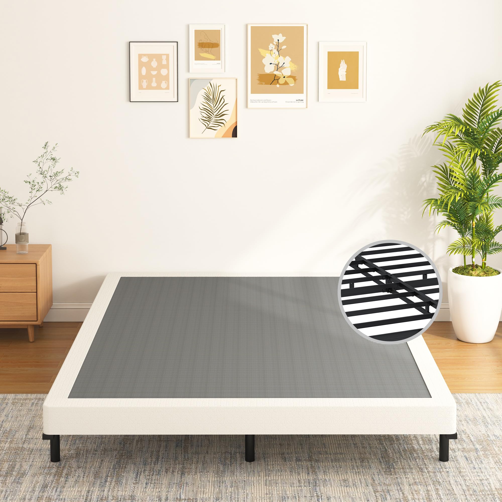 Vaciwe 6 Inch Box Spring King Size Bed Base, Heavy Duty Metal Frame Mattress Foundation With Easy Clean Cover, Noise Free,Easy A
