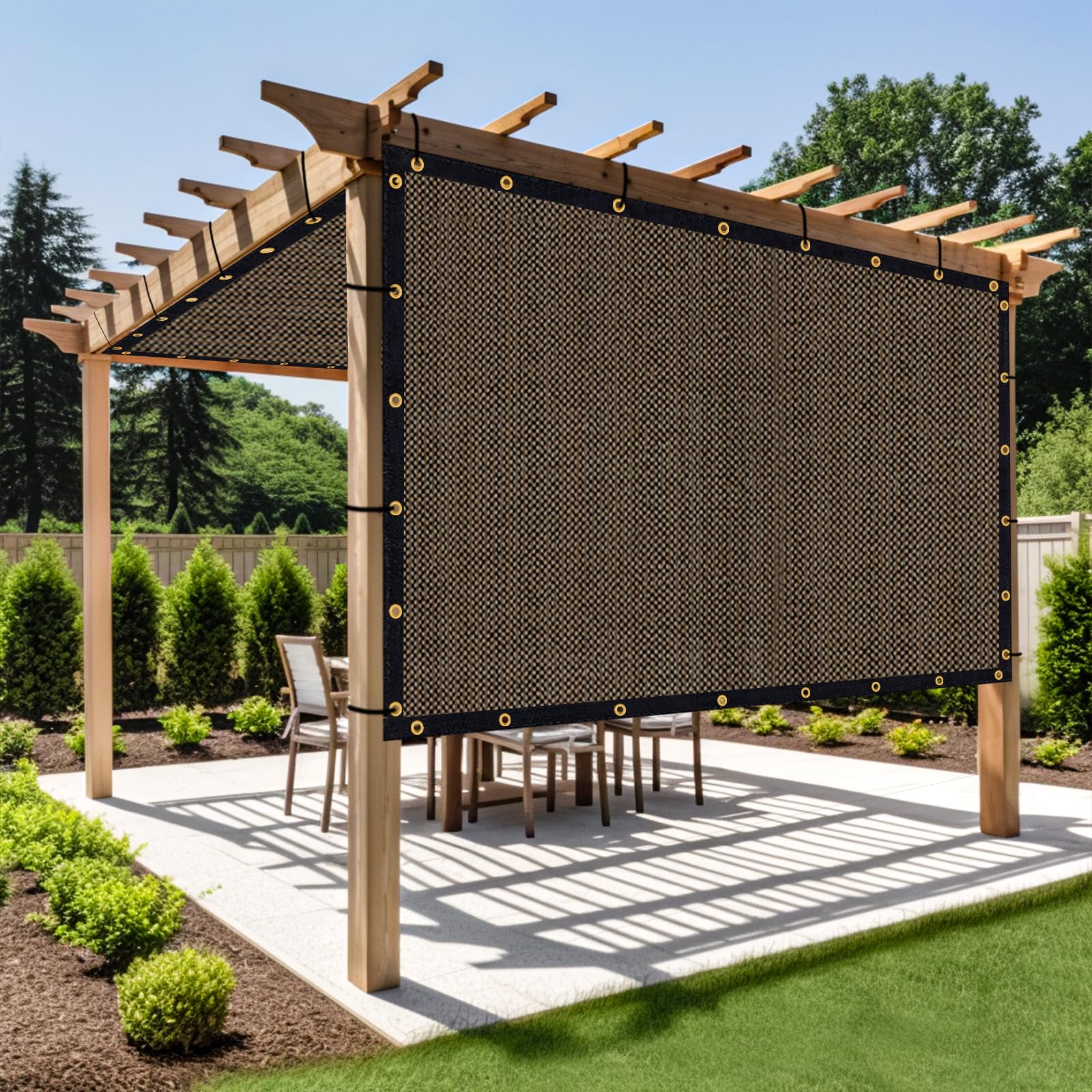 Shade&Beyond Customized Size 8' X 14' Shade Cloth With Grommets, 90% Uv Protection Uv Protection Mesh Tarp Sun Screens For Patio