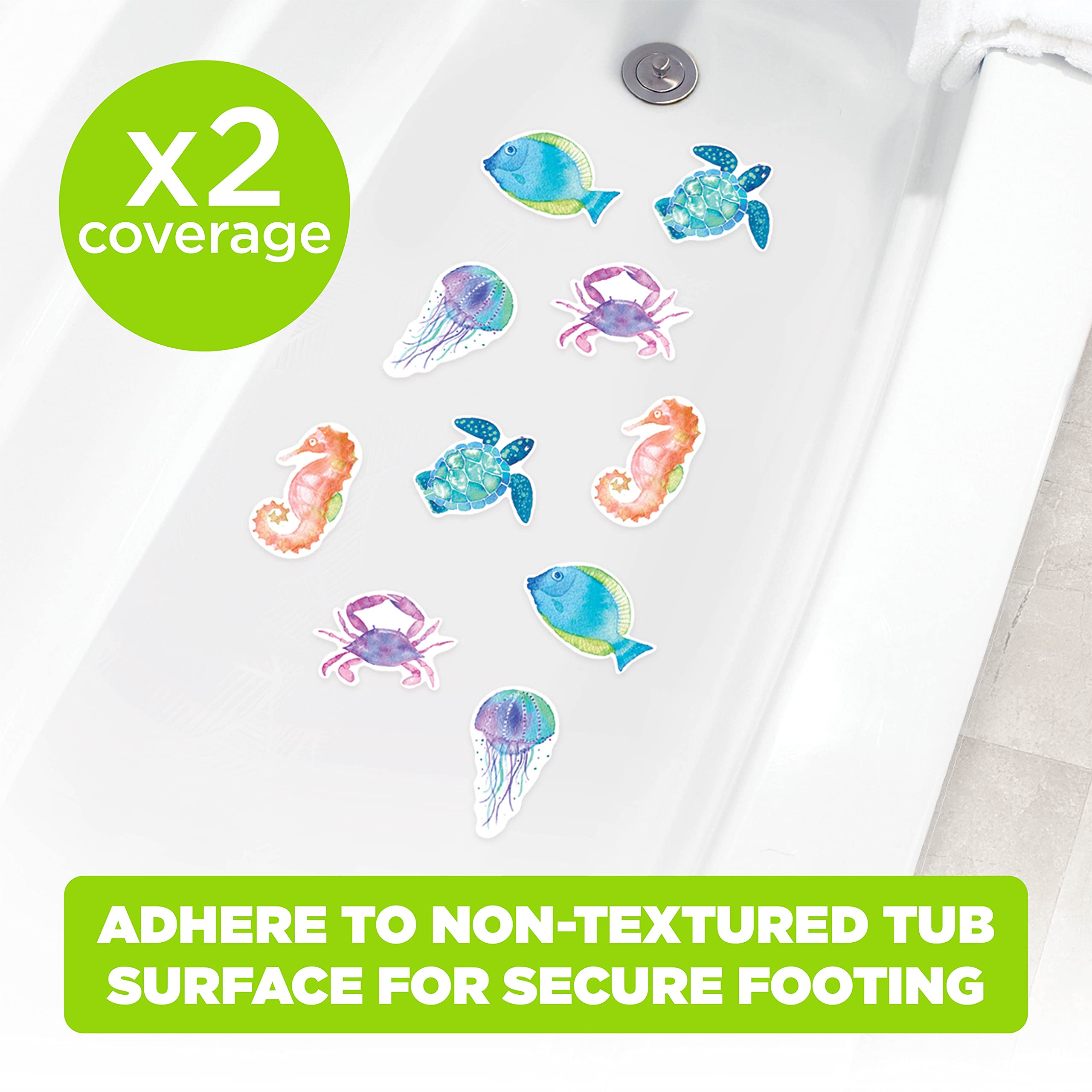 Ginsey Aqua Touch Sea Life Adhesive Non-Slip Safety Treads Tub Threads