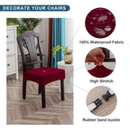 Genina Waterproof Seat Covers For Dining Room Chair Covers Waterproof Dining Chair Covers (2 Pcs-Rear-Covered, Wine Red)