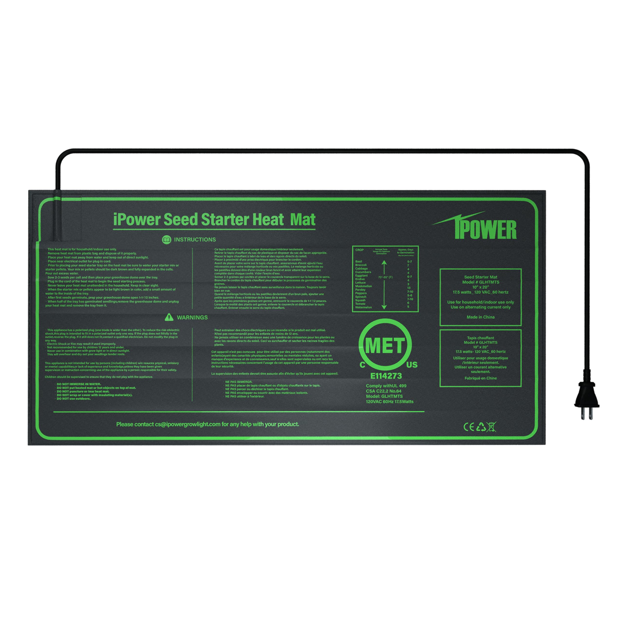 Ipower 10' X 20' Waterproof Durable Seedling Heat Mat Warm Hydroponic Plant For Indoor Gardening Germination Starting