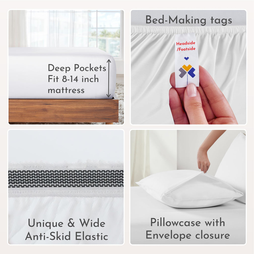 California Design Den Twin Xl Sheets Set, Deep Pockets 100% Organic Cotton Sheets, Percale Sheets, Gots Certified, Soft, Crisp & Cooling Sheets, Xl Twin Sheets, White Sheets For Dorm, Hospitals
