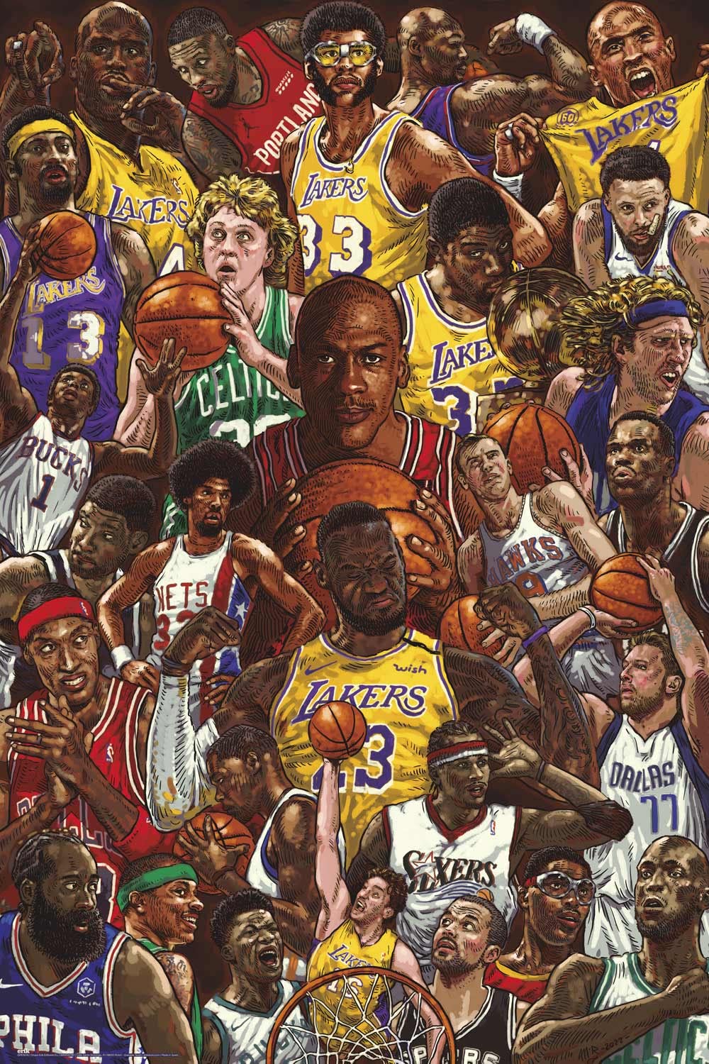 Grupo Erik Basketball Superstars Poster - 35.8 X 24.2 Inches / 91 X 61.5 Cm - Shipped Rolled Up - Cool Posters - Art Poster - Po
