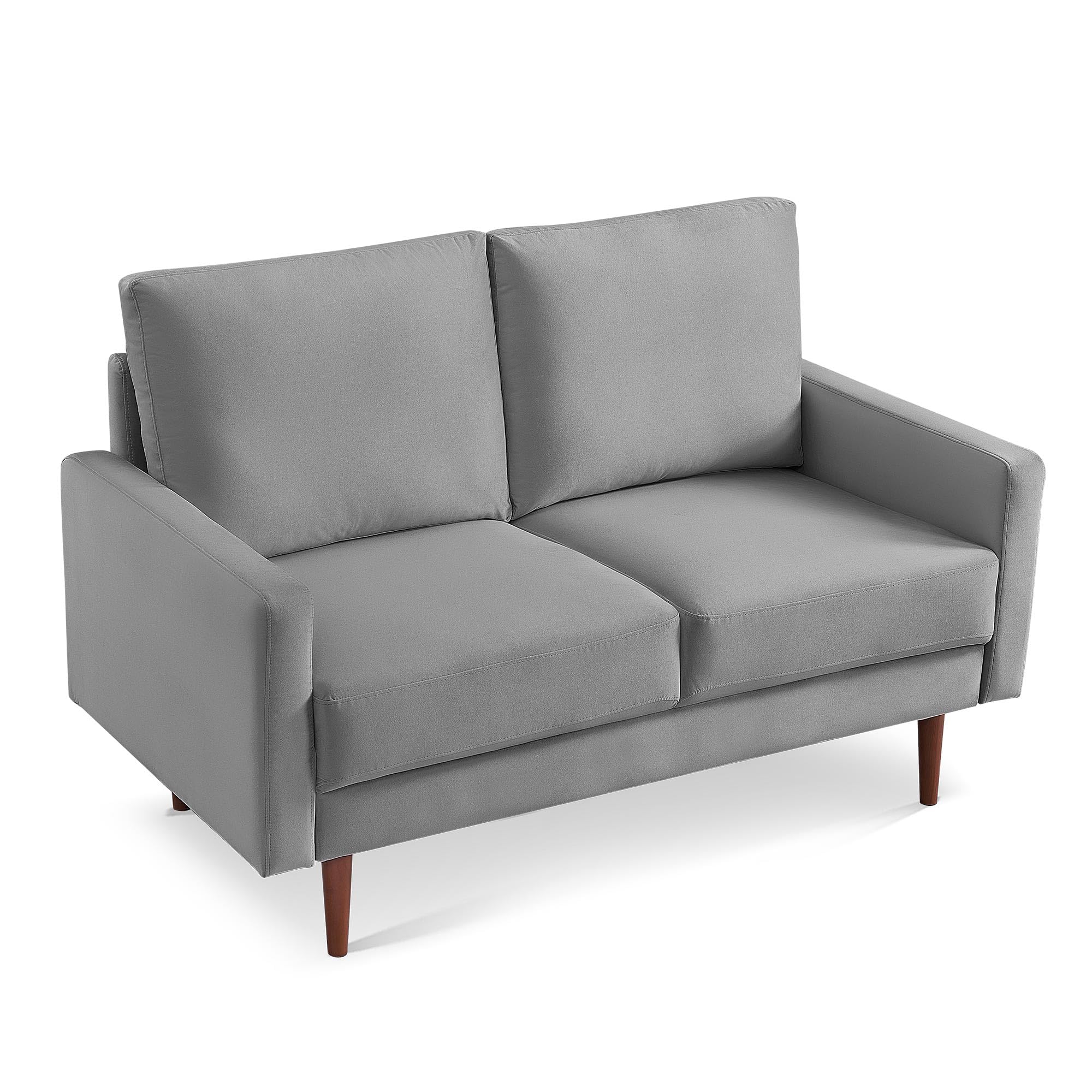 American Furniture Classics Grey Inch Wide Upholstered Two Cushion Loveseat with Square Arms Velvet, 57" x 32" x 37"