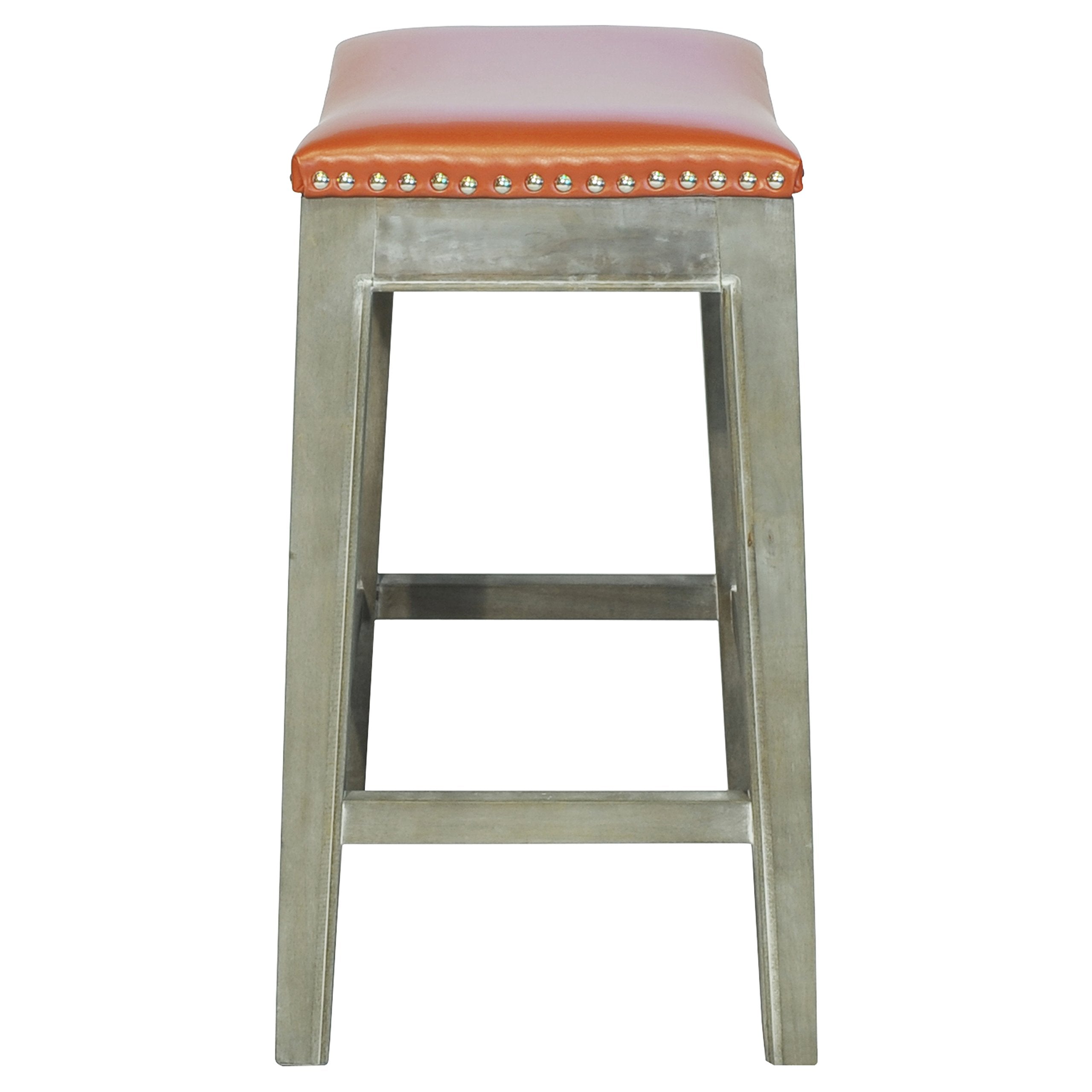 New Pacific Direct Elmo Bonded Leather Counter Stool,Distressed Gray Legs,Pumpkin