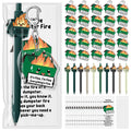 Sayglossy 100 Sets Positive Dumpster Fire Staff Employee Appreciation Gifts Funny Ballpoint Pens Acrylic Keychains Bookmarks Emo