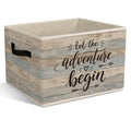 Yorhifa Rustic Farmhouse Camping Camper Storage Bins with Handles, Let the Adventure Begin Collapsible Laundry Basket Organizer 