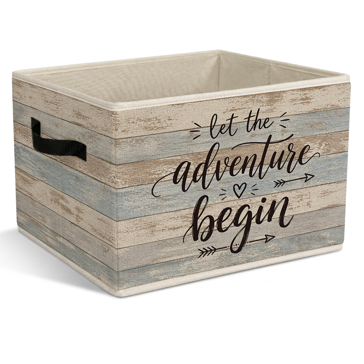 Yorhifa Rustic Farmhouse Camping Camper Storage Bins with Handles, Let the Adventure Begin Collapsible Laundry Basket Organizer 