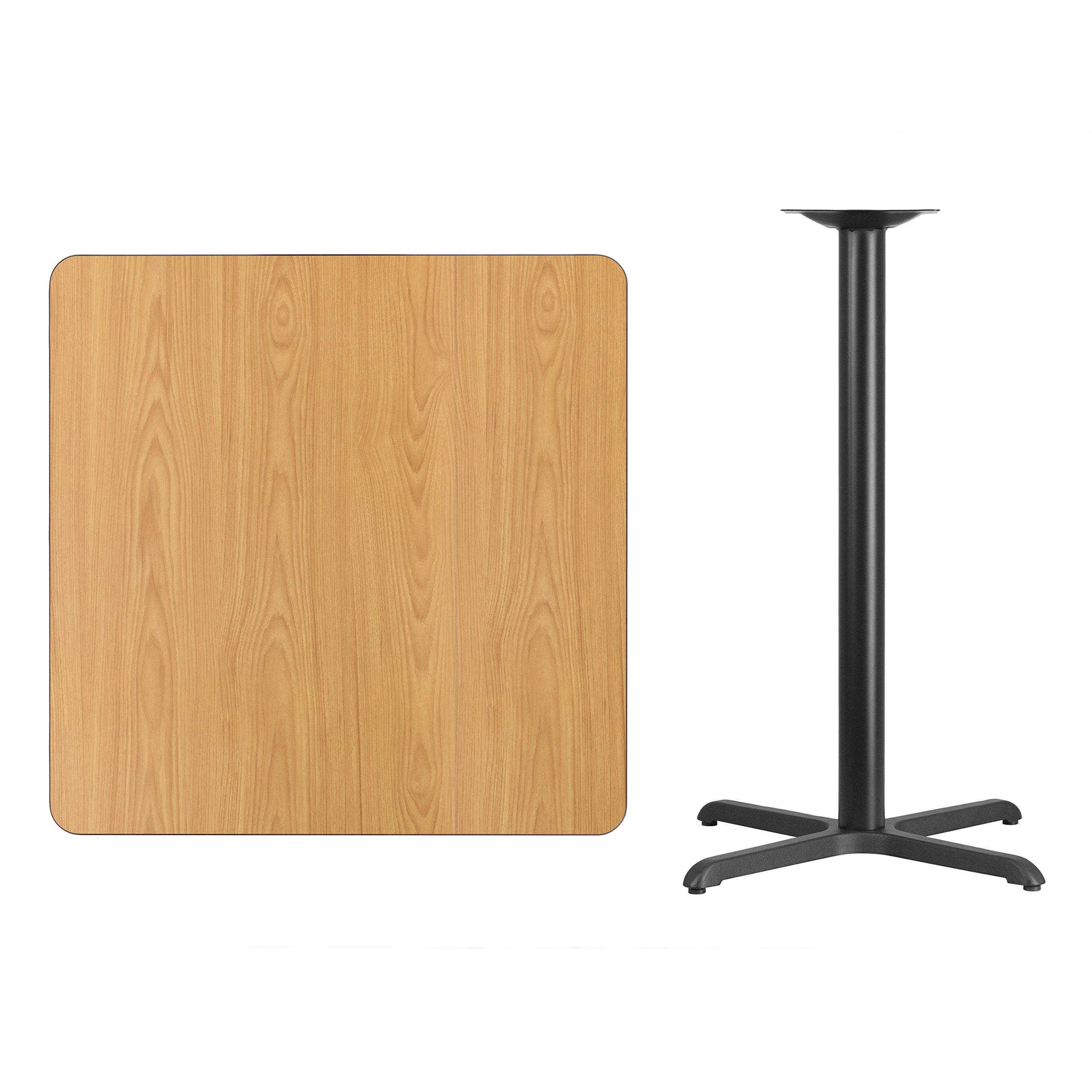 Flash Furniture 36'' Square Natural Laminate Table Top With 30'' X 30'' Bar Height Table Base